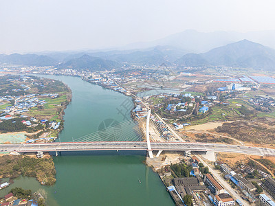 航拍湖南怀化舞水河大桥背景图片