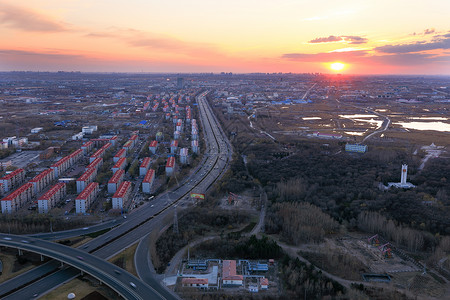 首批中国20世纪建筑遗产黑龙江省大庆市俯视图背景