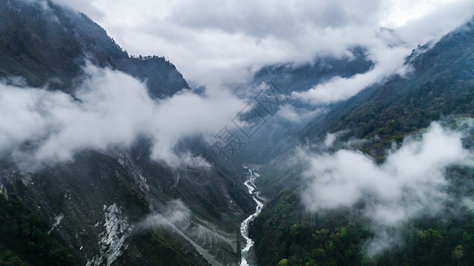 四川卧龙峡谷云雾背景图片