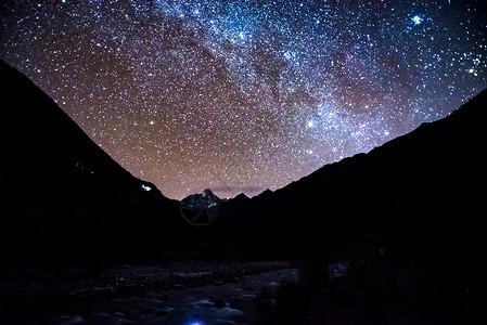 西藏夜景星空背景图片