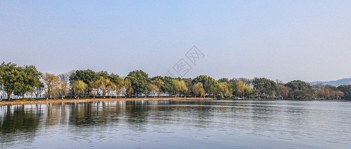 杭州苏堤杭州西湖苏堤侧影背景