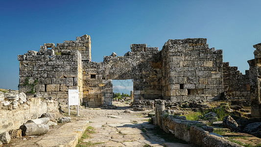索赫拉土耳其棉花堡赫拉波利斯古罗马遗址背景