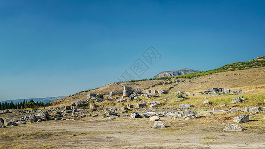 赫拉翁土耳其棉花堡赫拉波利斯古罗马遗址背景