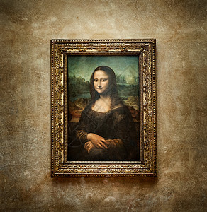 名家法国巴黎卢浮宫博物馆的油画《蒙娜丽莎》背景