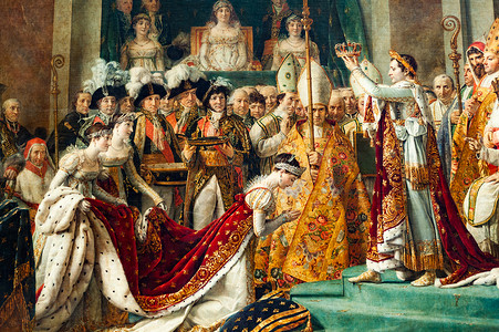 画笔下的世界法国巴黎卢浮宫博物馆的油画拿破仑一世皇帝的加冕礼背景