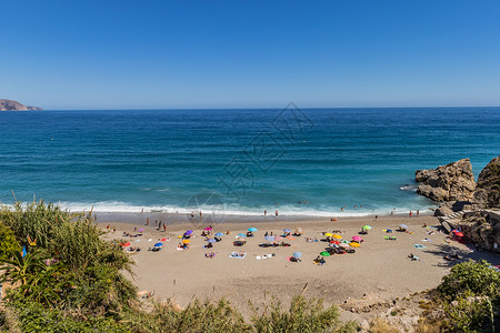 西班牙海滩欧洲地中海夏季海滩休闲度假背景