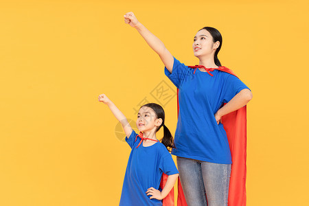 超人小孩创意超人母女背景