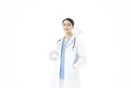 青年女性医生形象背景图片