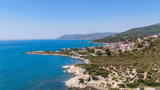 航拍爱琴海海岛海岸线图片