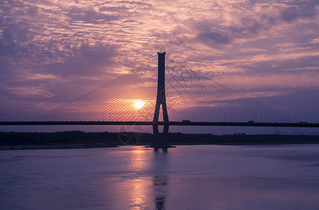 山东济南建邦黄河大桥夕阳高清图片
