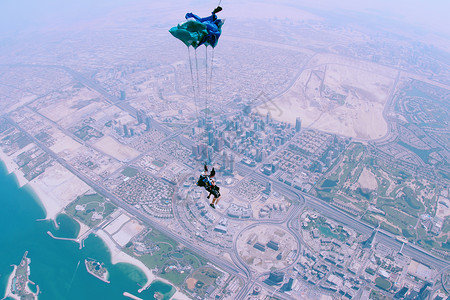 迪拜跳伞迪拜棕榈岛高清图片