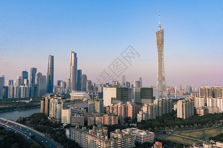 午后城市广州珠江新城三塔建筑风光背景