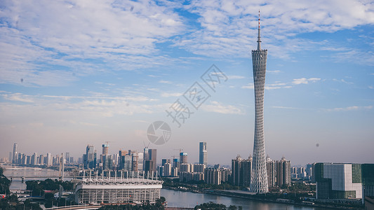 广州海心桥广州珠江新城建筑风光背景