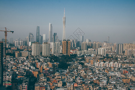 广州城中村广州珠江新城与城中村建筑风光背景