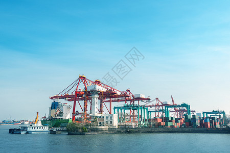 水上运输船运集装箱码头背景