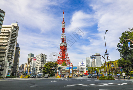 日本东京地标东京地标东京塔远景背景