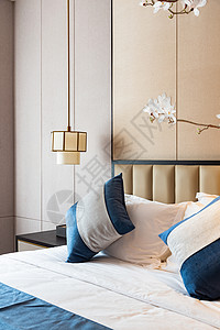 床品设计素材样板间卧室床品背景