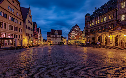 欧洲德国罗腾堡市集广场夜景图片