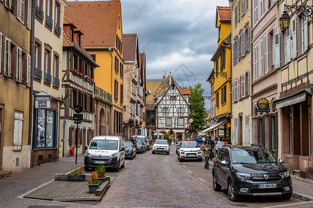 欧洲法国斯特拉斯堡老城街道背景