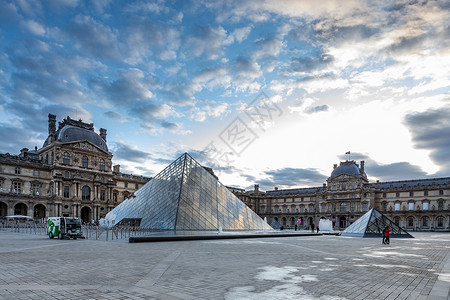 巴黎著名旅游景点卢浮宫背景图片