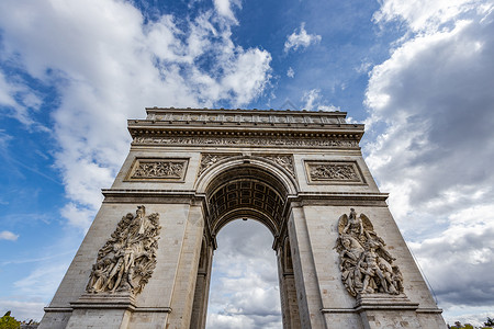 巴黎蓝星天空巴黎著名旅游景点凯旋门背景