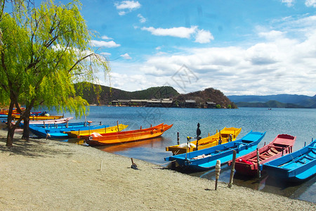 西昌琼海四川西昌泸沽湖猪槽船儿背景