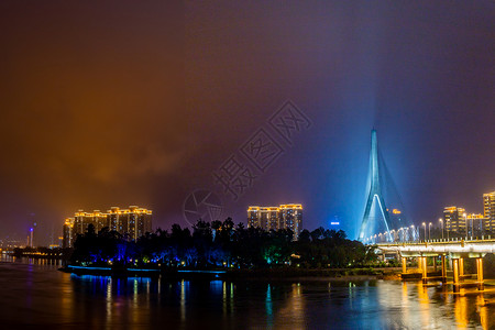 航拍福州地标三县洲大桥夜景高清图片素材