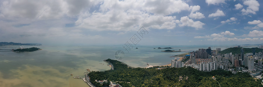俯瞰广东珠海海景沙滩海岸线全景长片背景图片