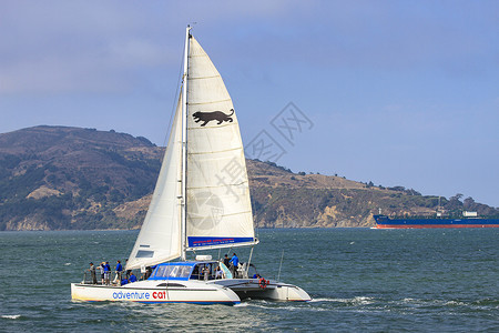 美国旧金山湾海景帆船高清图片