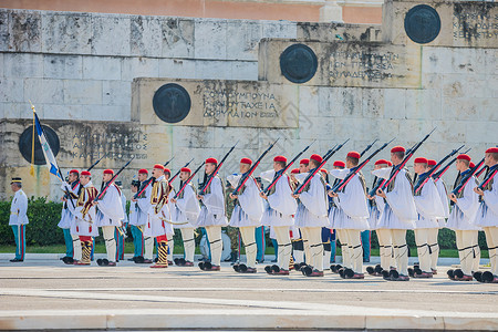 宪法大典希腊雅典宪法广场列队背景