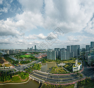 城市建筑上海浦东三林镇道路航拍图片