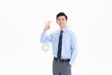纸盒标志商务男性白领青年形象ok手势背景