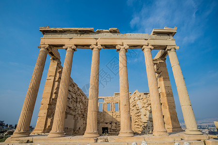 希腊雅典卫城依瑞克提翁神庙背景图片