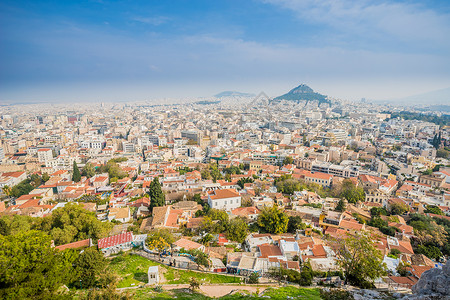 希腊山希腊雅典卫城背景