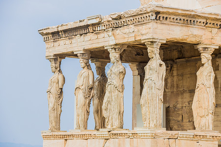 希腊雅典卫城古建筑依瑞克提翁神庙背景图片