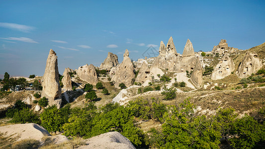 土耳其卡帕多奇亚石窟外星岩石背景图片