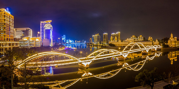 福州交通福州城市立交桥夜景航拍背景