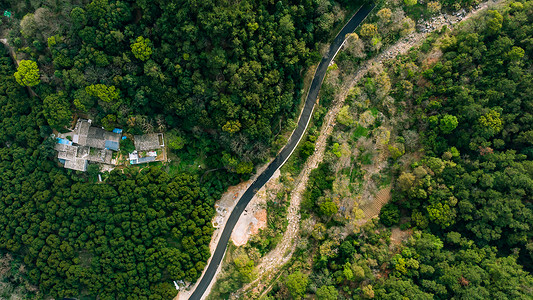 福州仓山雨后的福州森林公园公路航拍背景