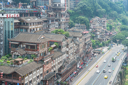 重庆旅游商业地标景点洪崖洞背景图片