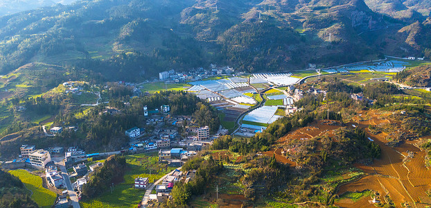 摩梭村寨航拍村寨背景