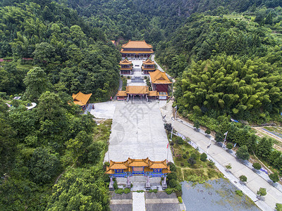 药王孙思邈航拍湖南株洲市安仁县城东南凤岗山药王寺背景