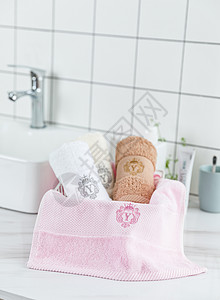 棉巾卫生间粉色的毛巾背景