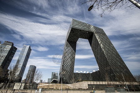 北京市建筑地标国贸标志性建筑中央电视台背景