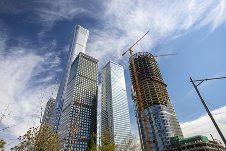 北京中信大厦国贸标志性建筑背景