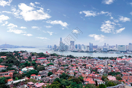 鼓浪屿景区中国厦门鼓浪屿城市风光摄影背景