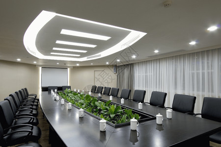 会议桌花中式国企会议室背景