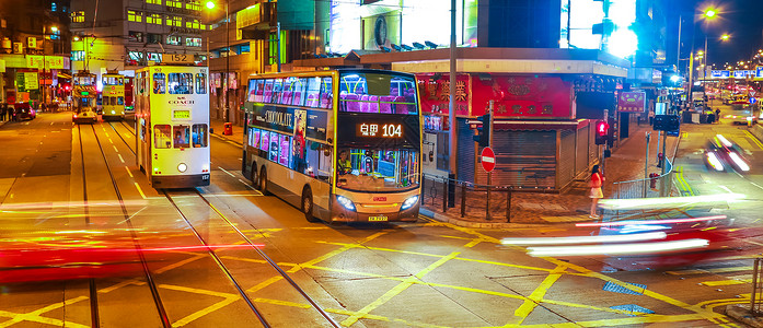 街拍夜景香港街道夜景背景
