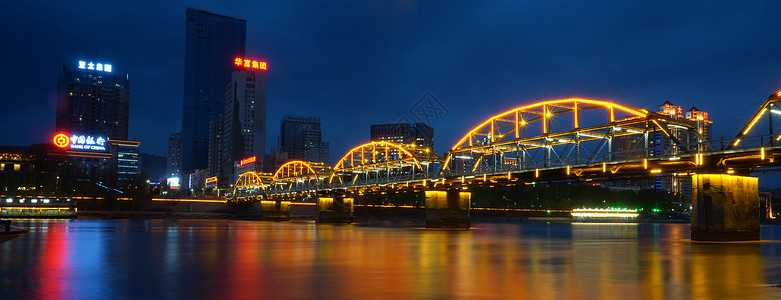 兰州黄河中山桥夜景高清图片素材