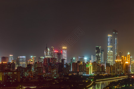 广东省广州市天河区珠江新城繁华夜景图片