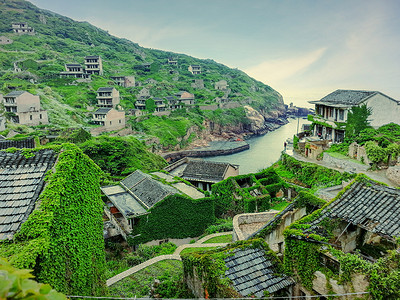 舟山建筑无人村背景